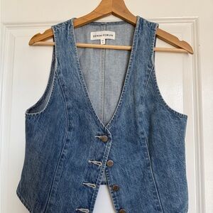 Aritzia/Denim Forum Medium Blue Button-Front Denim Vest